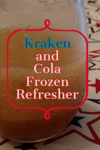 pintrest image for kraken and cola frozen refresher